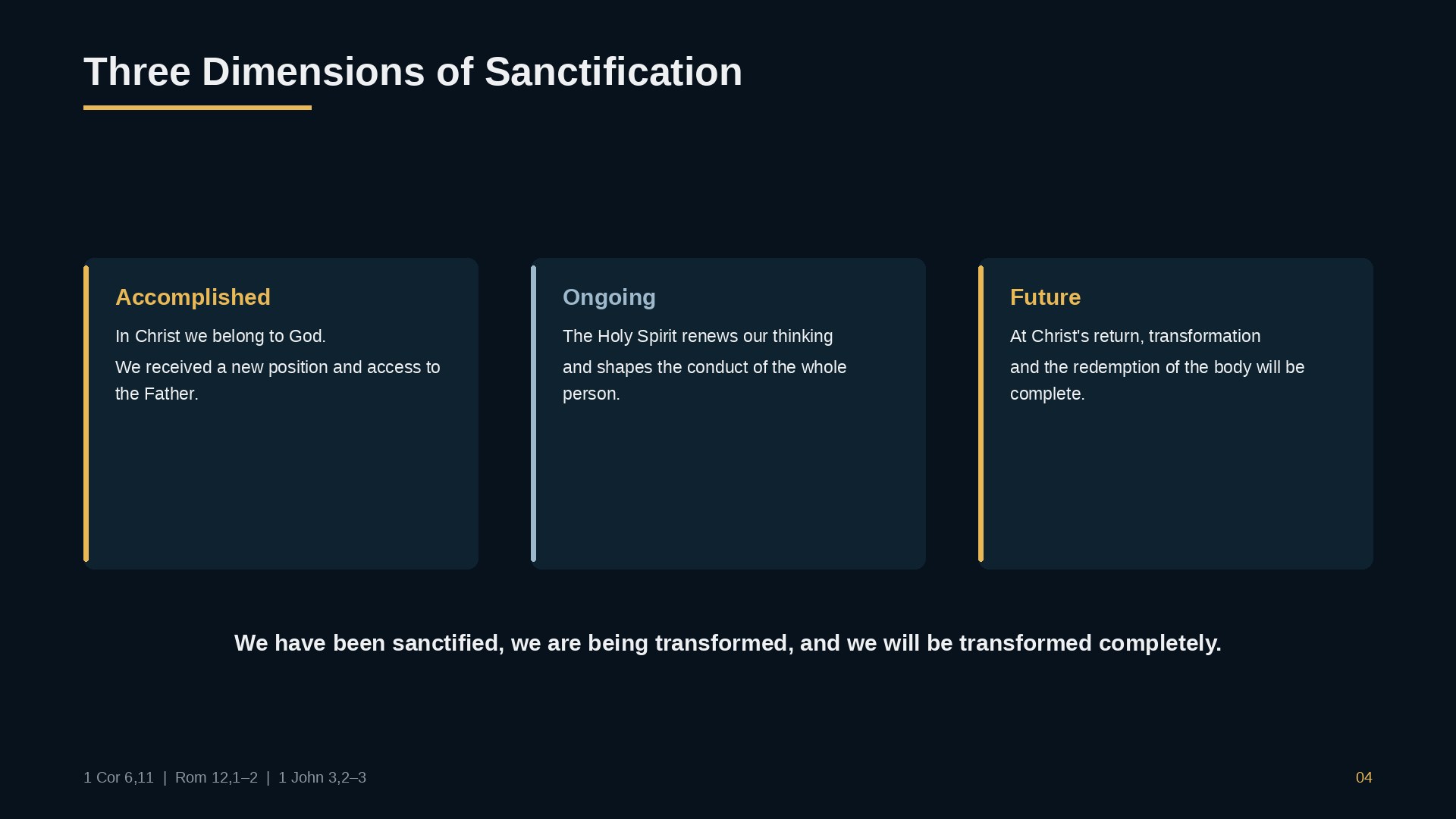 Three dimensions of sanctification