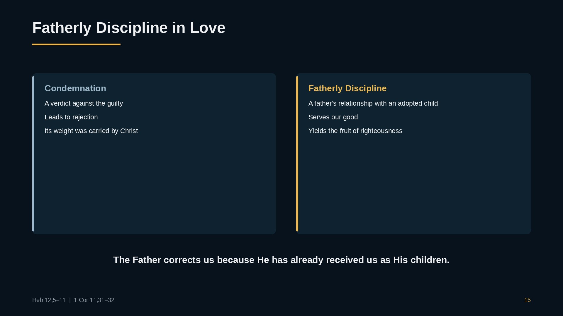 Fatherly discipline in love