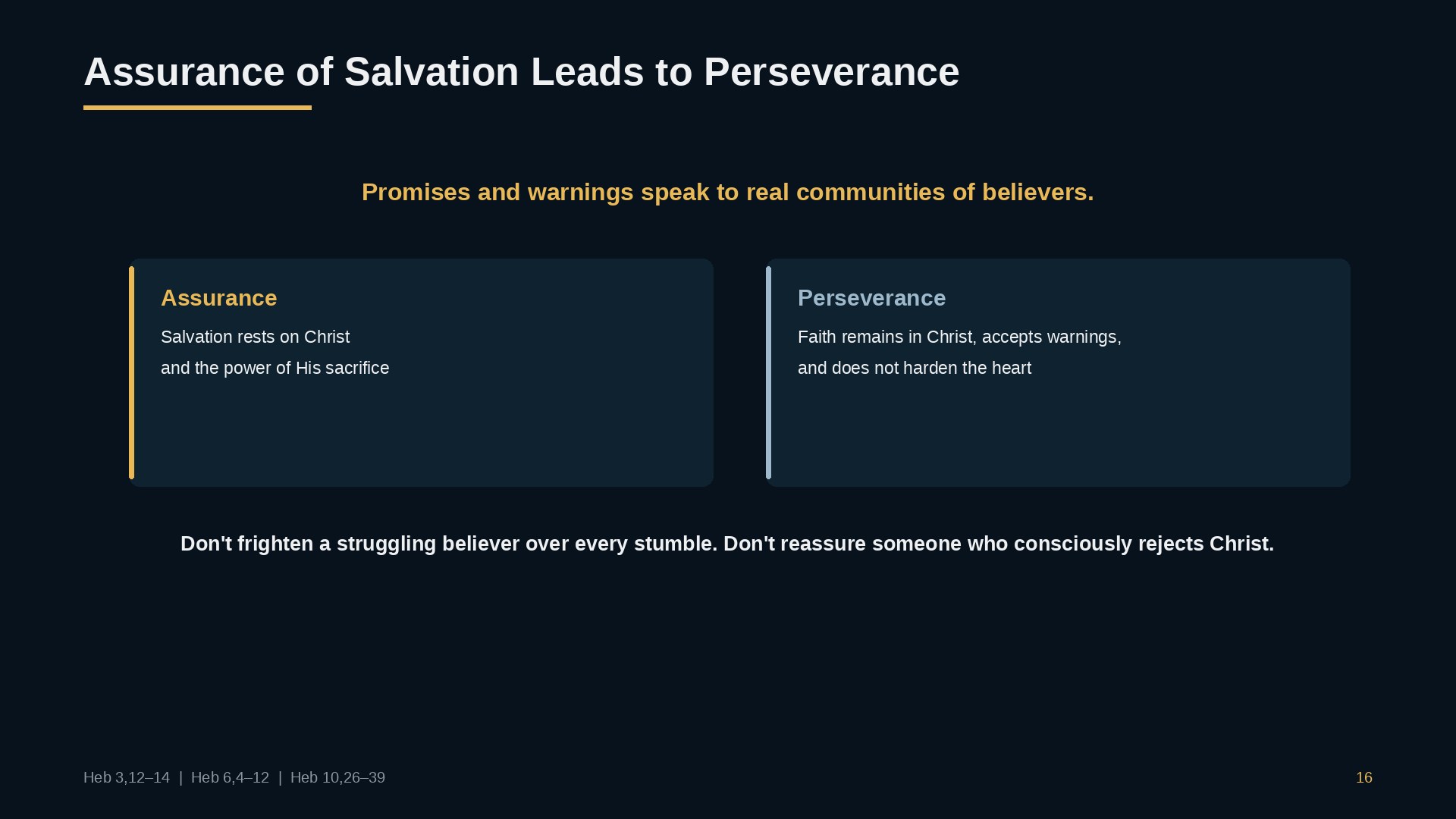 Assurance of salvation leads to perseverance