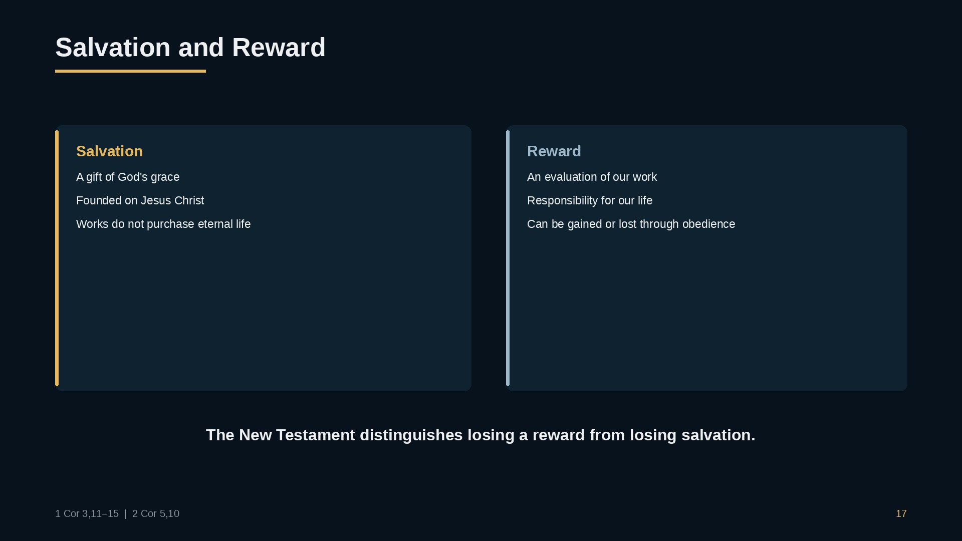 Salvation and reward