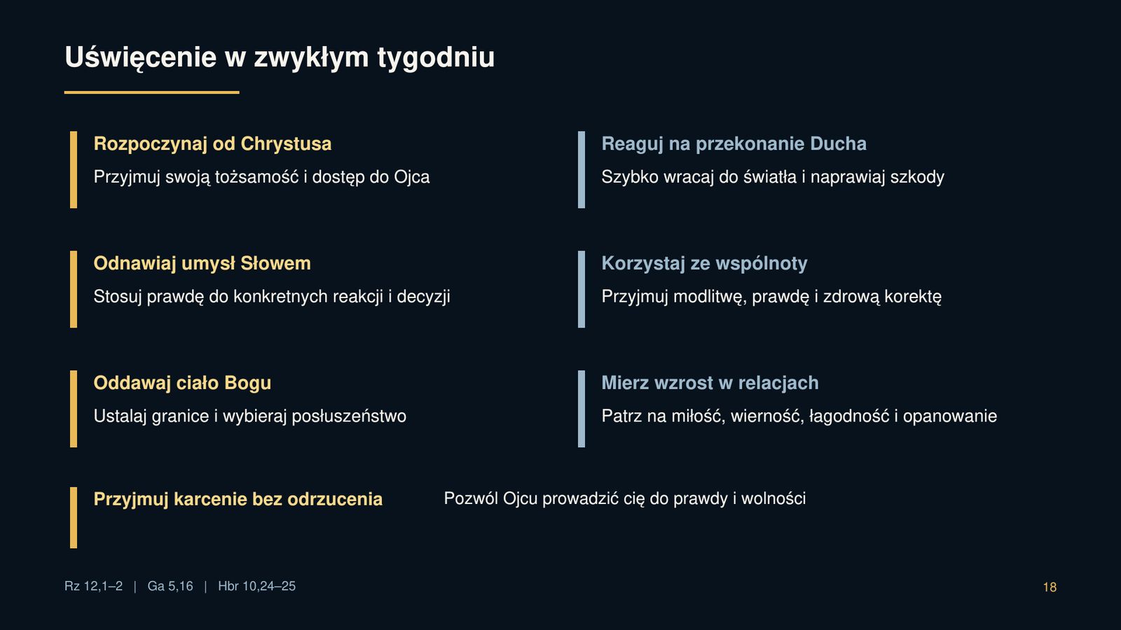 Uświęceni raz na zawsze — przemieniani każdego dnia 18 Uświęcenie w zwykłym tygodniu