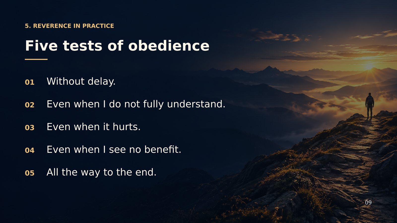 Five tests of obedience — the fear of God in practice
