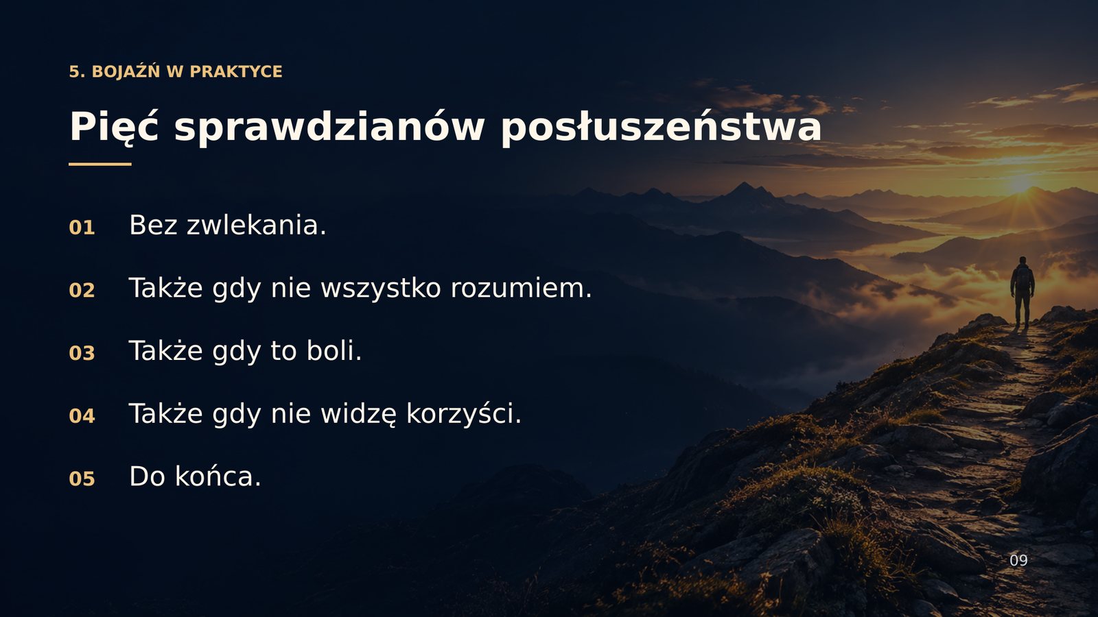 Pięć sprawdzianów posłuszeństwa — bojaźń Boża w praktyce